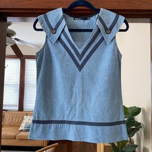 Small Denim Chambray Dear Creatures Sailor Collar Top - Modcloth